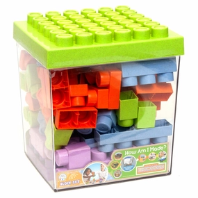 Roo Crew Eco Wood 75-Piece Block Set - Assorted Lid Colors, Ages 2 