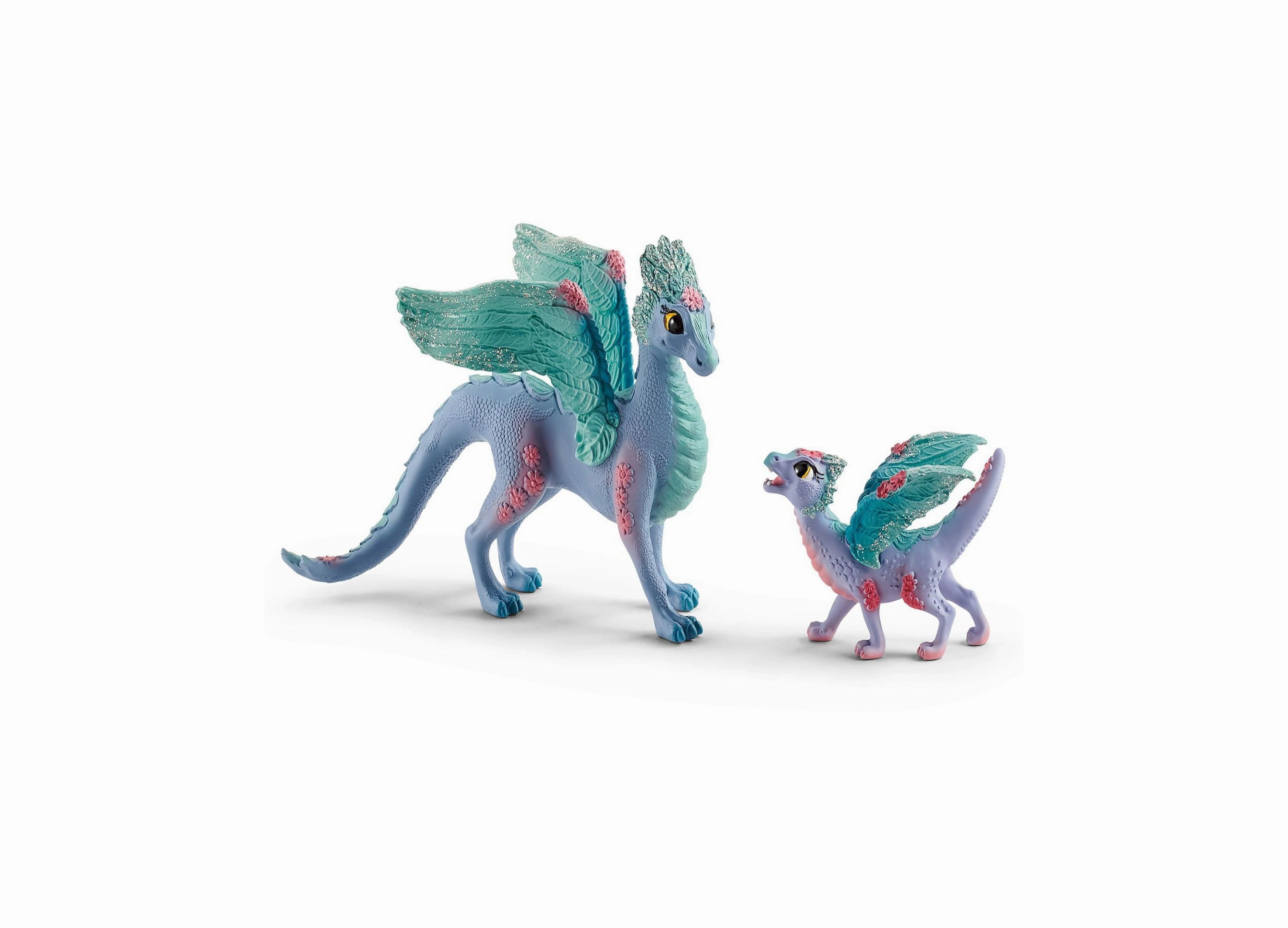Schleich Bayala 7.1 inch Blossom Dragon Mother & Child - Magical Figurine