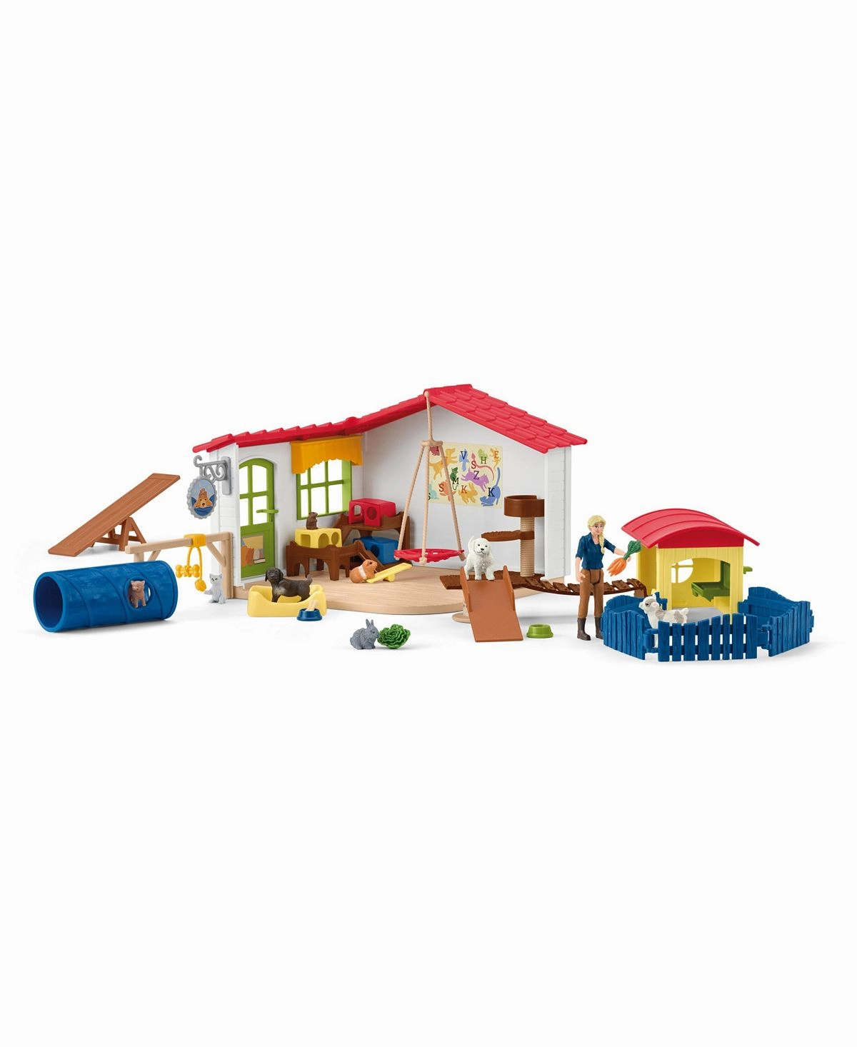 Schleich Farm World Pet Hotel 54-Piece Animal Playset for Kids Ages 3 