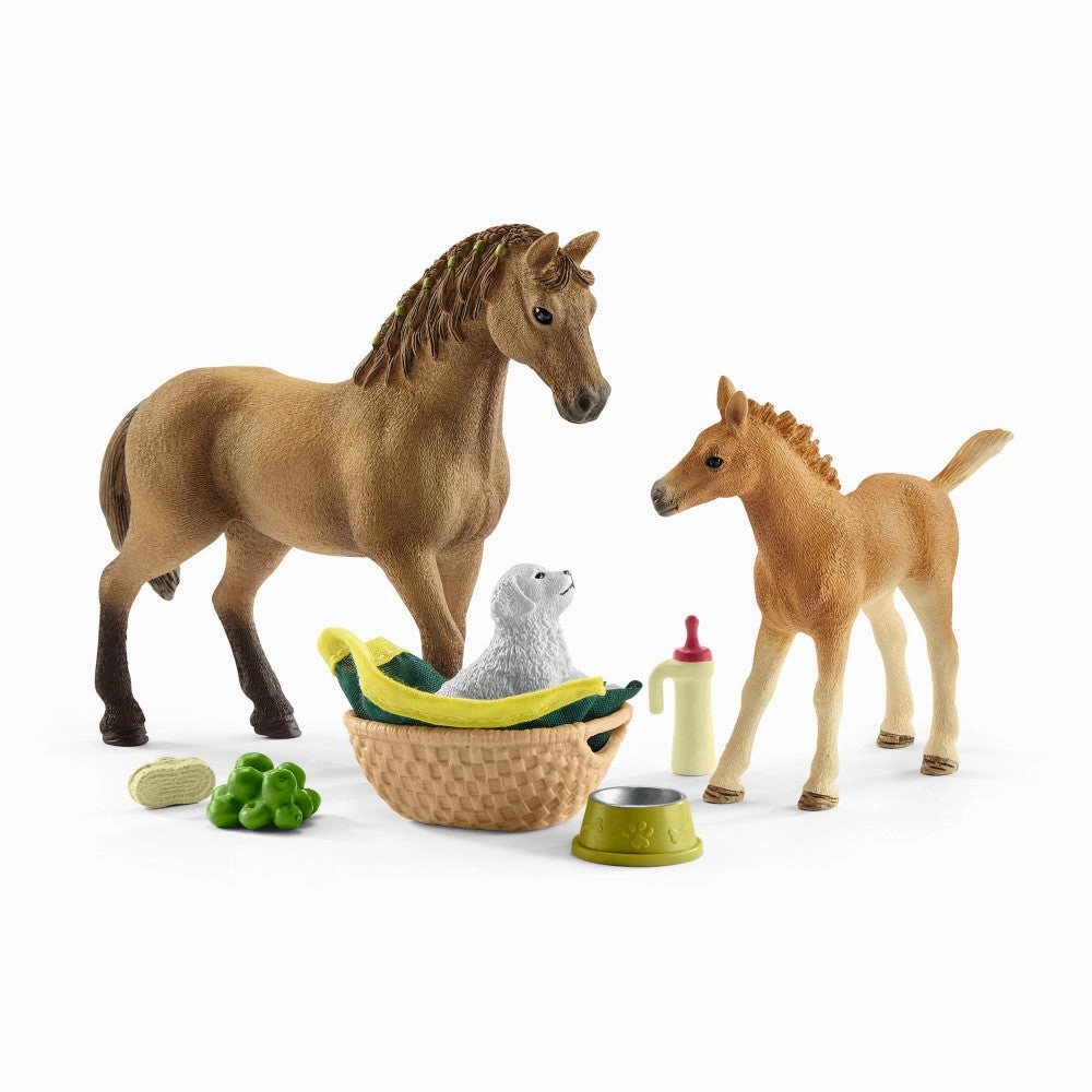 Schleich Horse Club: Sarah's Baby Animal Care 9-Piece Playset for Kids Age 5 