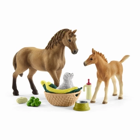 Schleich Horse Club: Sarah's Baby Animal Care 9-Piece Playset for Kids Age 5 