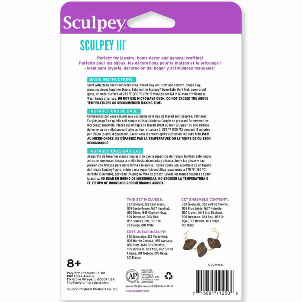 Sculpey III Naturals Polymer Clay Multipack - 12 Colors, 1oz Each