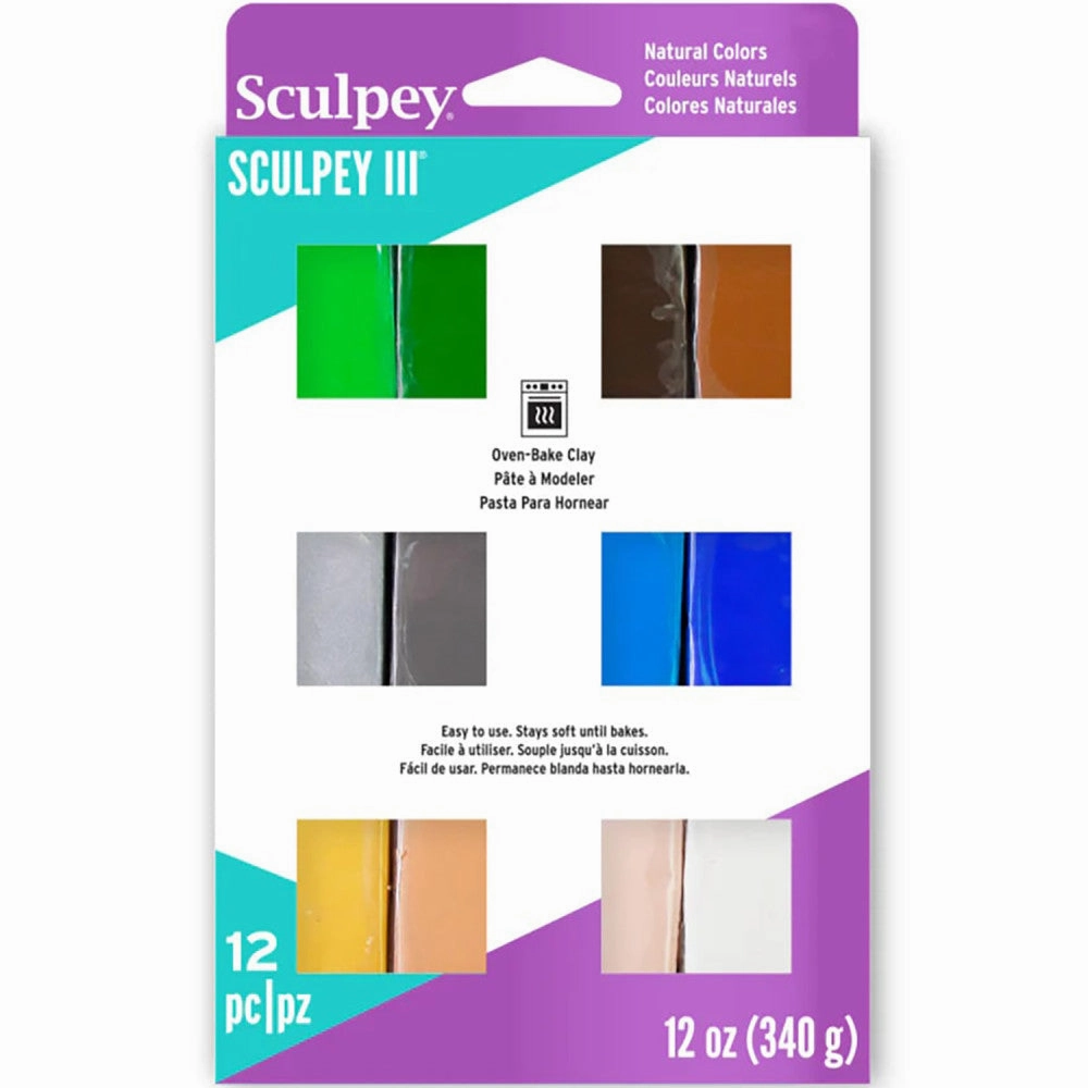 Sculpey III Naturals Polymer Clay Multipack - 12 Colors, 1oz Each