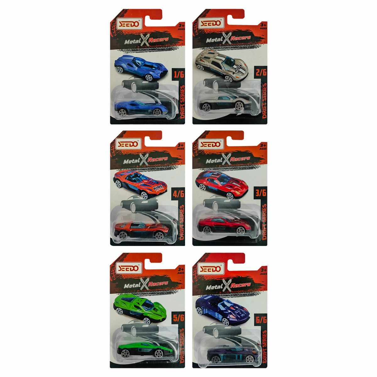Seedo Metal X Racers Drift Series Die Cast Car for Ages 3 , Pack Of 6