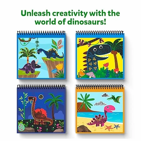 Skillmatics Magical Scratch Art Book for Kids - Dinosaurs, Craft Kits & Supplies, DIY Activity & Stickers, Gifts for Toddlers, Girls & Boys Ages 3, 4, 5, 6, 7, 8, Travel Toys