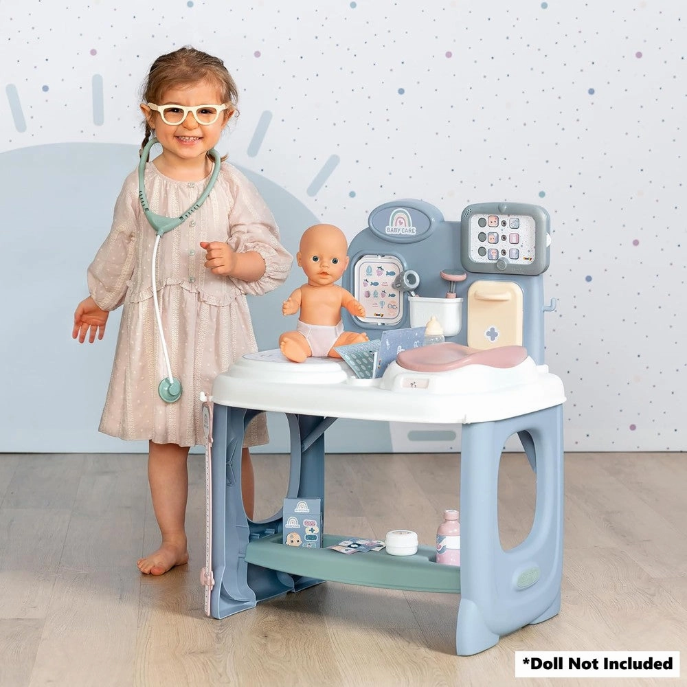 Smoby Baby Childcare Center Playset - Pastel with 24 Medical Toy Accessories, for Kids Age 3 