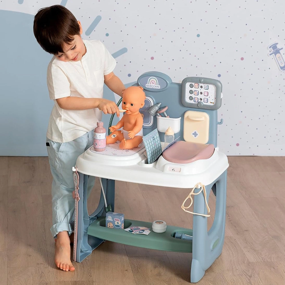 Smoby Baby Childcare Center Playset - Pastel with 24 Medical Toy Accessories, for Kids Age 3 