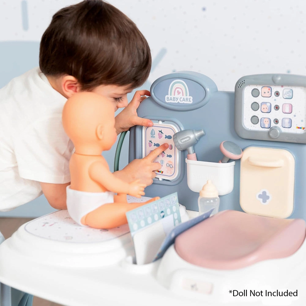 Smoby Baby Childcare Center Playset - Pastel with 24 Medical Toy Accessories, for Kids Age 3 