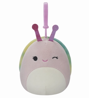 Squishmallows 3.5 Inch Plush S15 Clip-On Silvina Winking Pink Snail