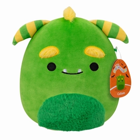 Squishmallows Season Halloween 7.5 Inch Plush Green Monster With Striped Horns