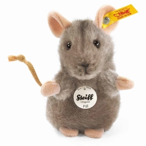 Steiff 10cm Piff Mouse Grey Woven Fur Soft Toy Suitable from Birth