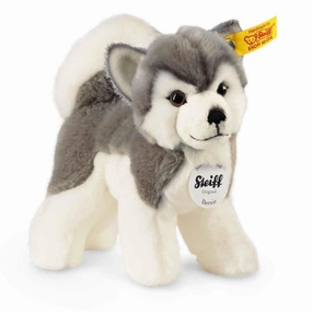 Steiff 17cm Bernie Husky White Cuddly Plush Toy Suitable from Birth