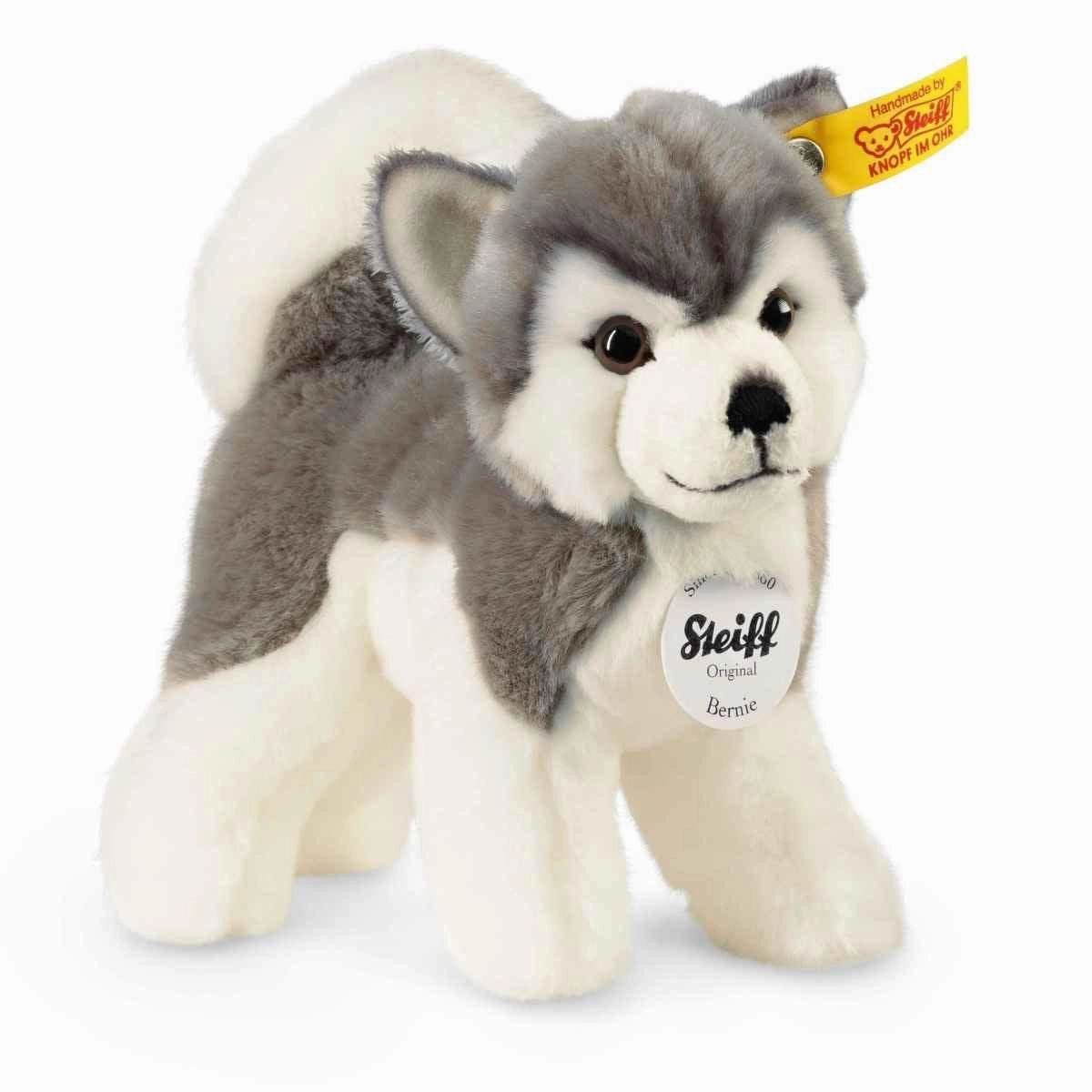 Steiff 17cm Bernie Husky White Cuddly Plush Toy Suitable from Birth