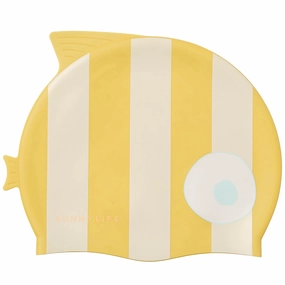 Sunnylife Finn The Fish Kids' Silicone Swim Cap, Ages 3-9