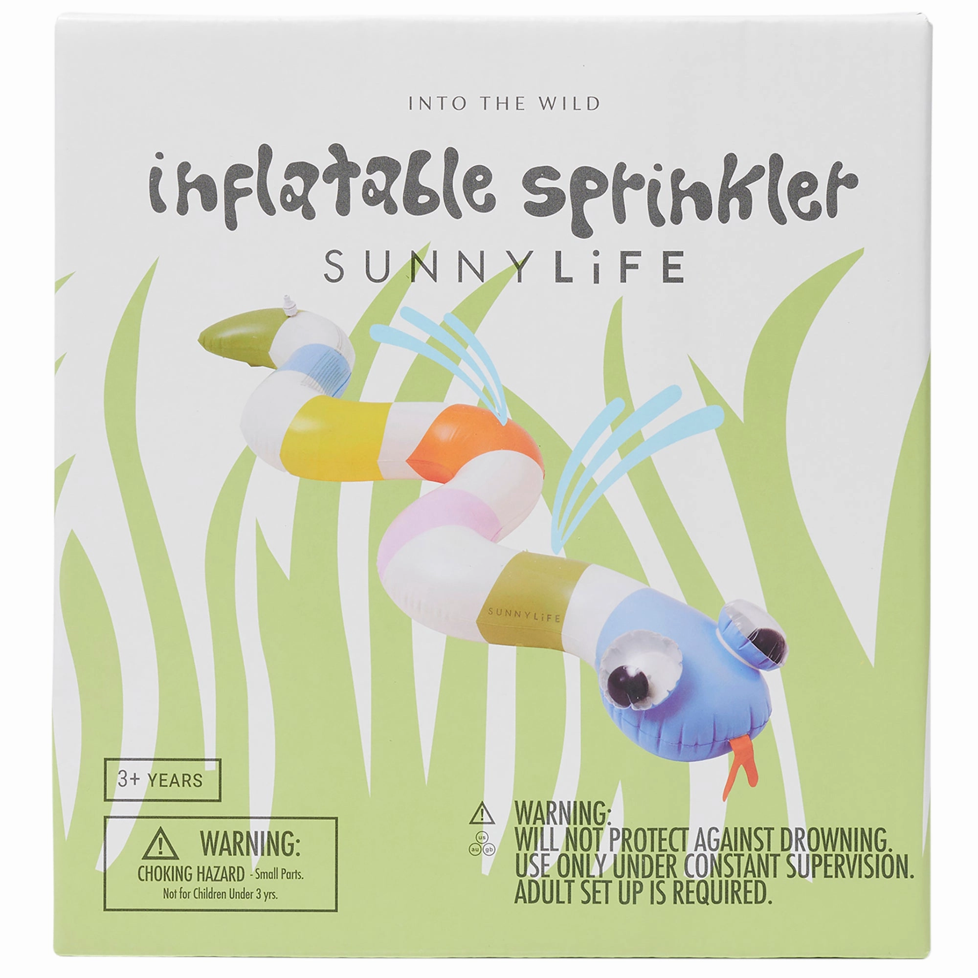 Sunnylife Inflatable Sprinkler - Into the Wild Snake, 72" Pastel Stripe