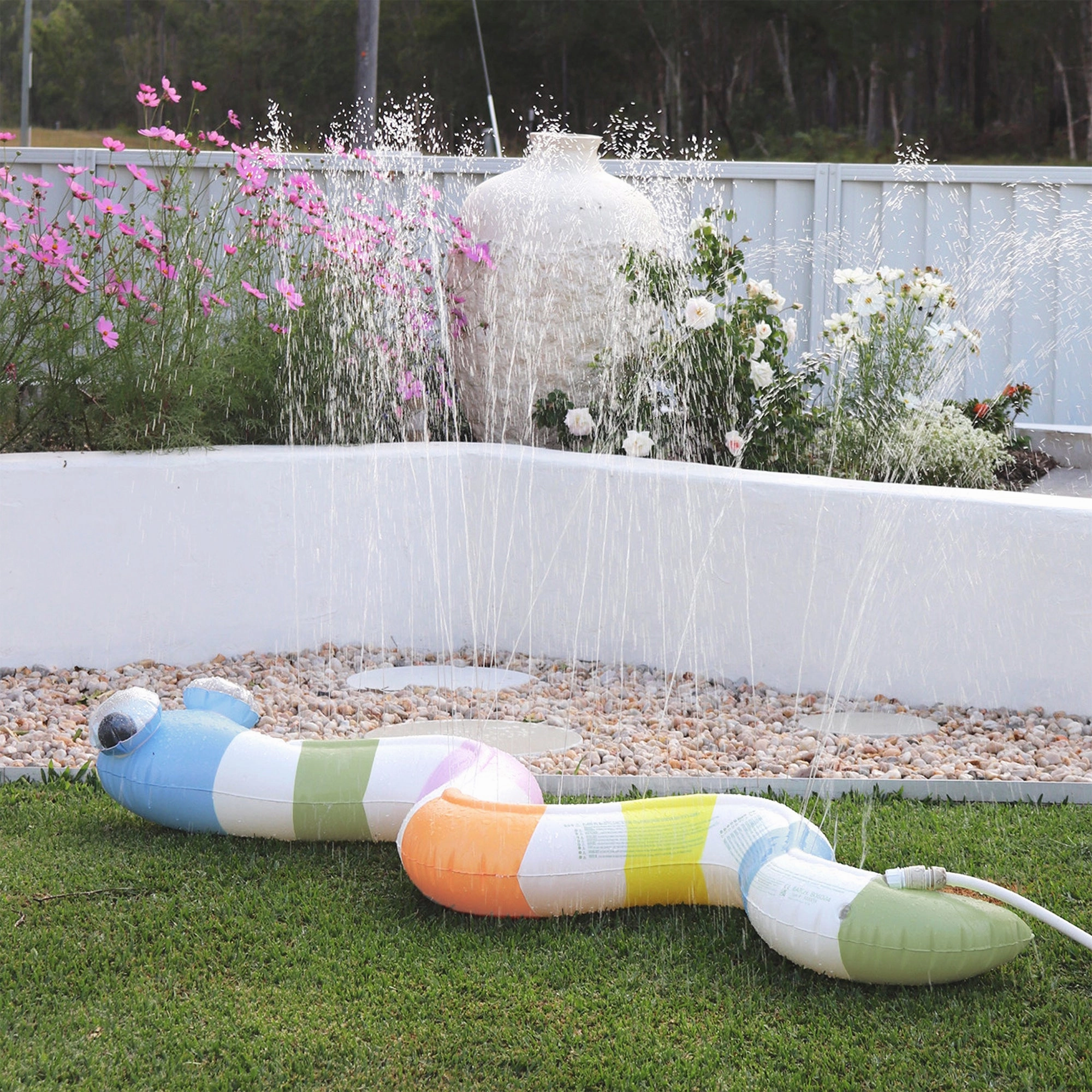 Sunnylife Inflatable Sprinkler - Into the Wild Snake, 72" Pastel Stripe