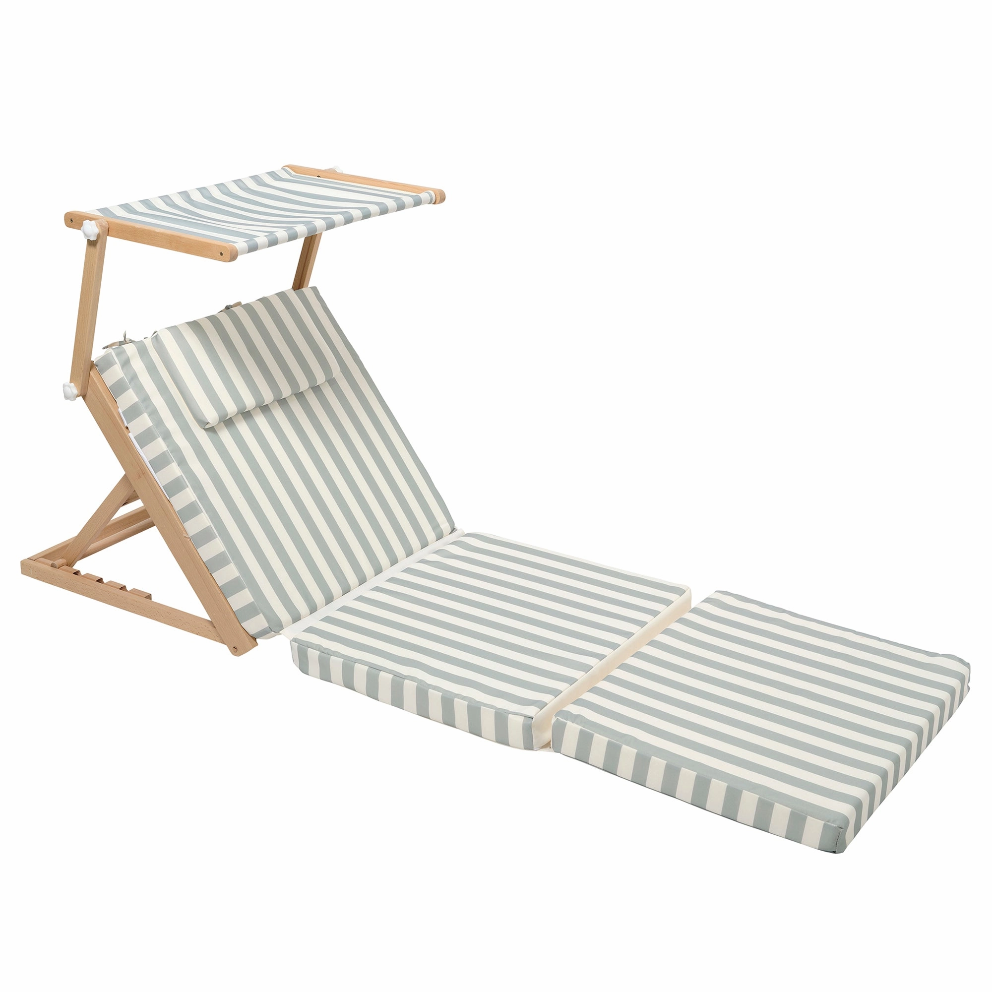 Sunnylife La Palma Pool House Daybed - Sage Stripe with Sun Shade