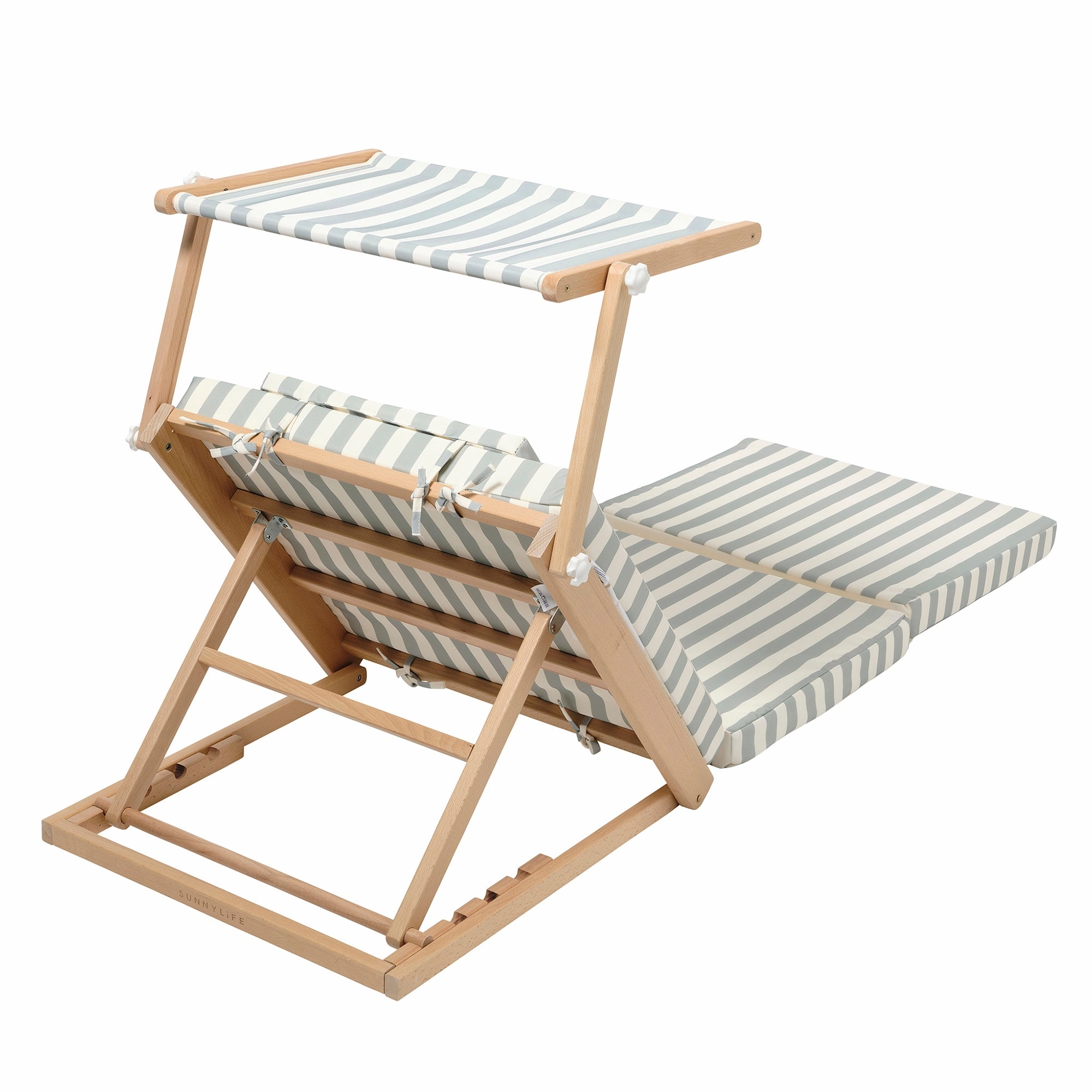 Sunnylife La Palma Pool House Daybed - Sage Stripe with Sun Shade