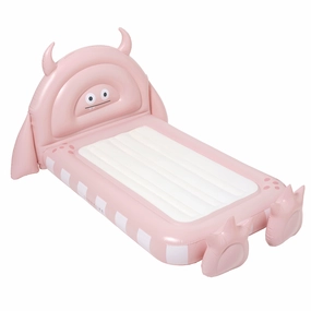 Sunnylife Monster Pink Kids Inflatable Sleepover Bed with Character Headboard