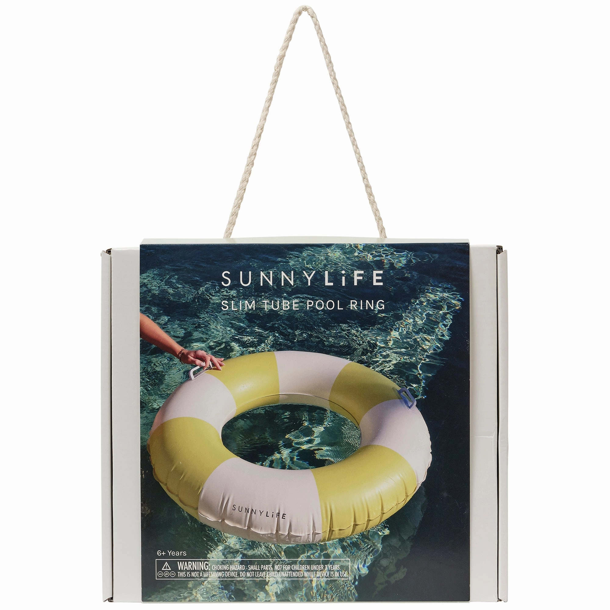 Sunnylife Slim Tube Pool Ring - Tides Out Citrus - 35" Inflatable Float with Handles