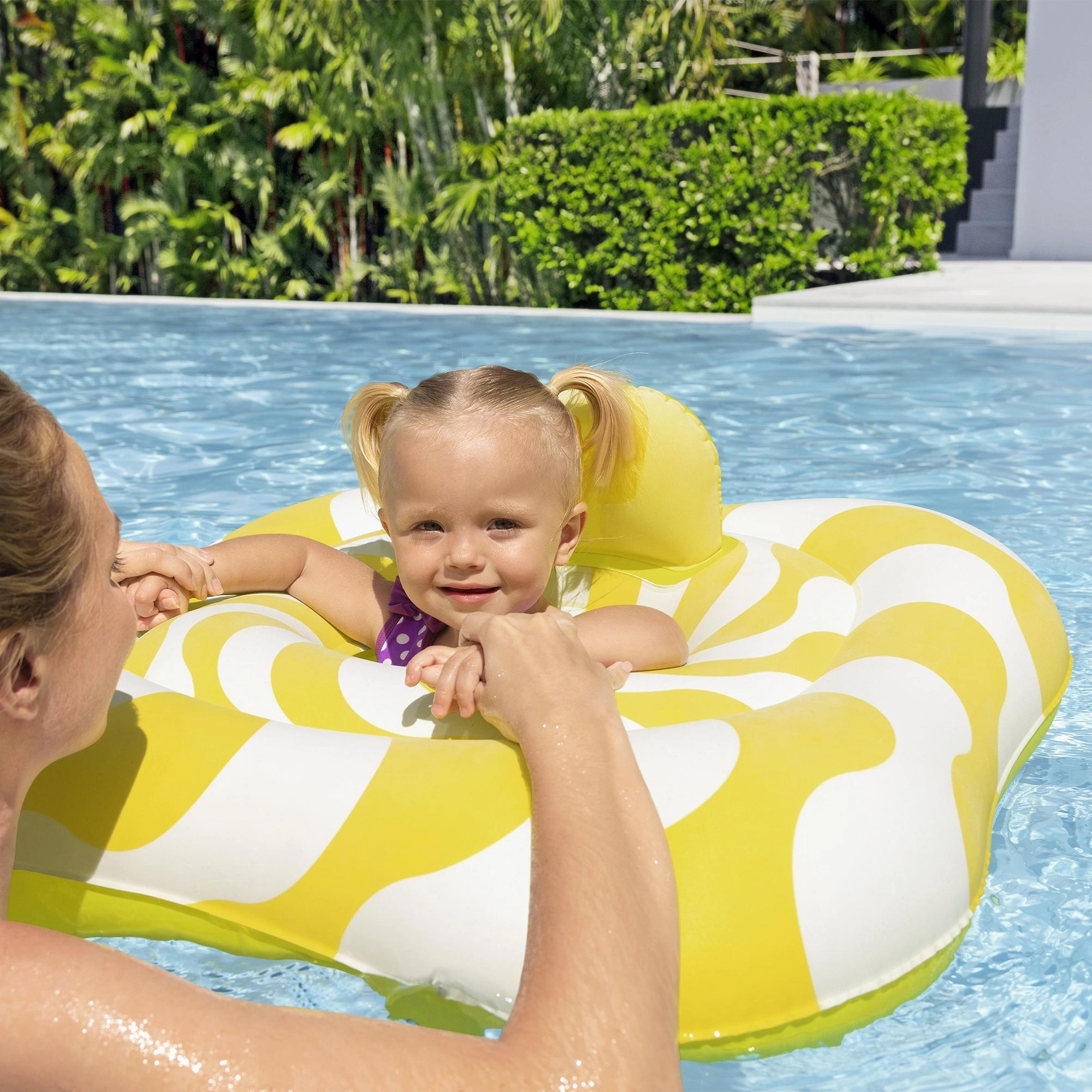 Swim Safe Comfort Plush Baby Float  31" Yellow Inflatable with Diaper-Style Seat