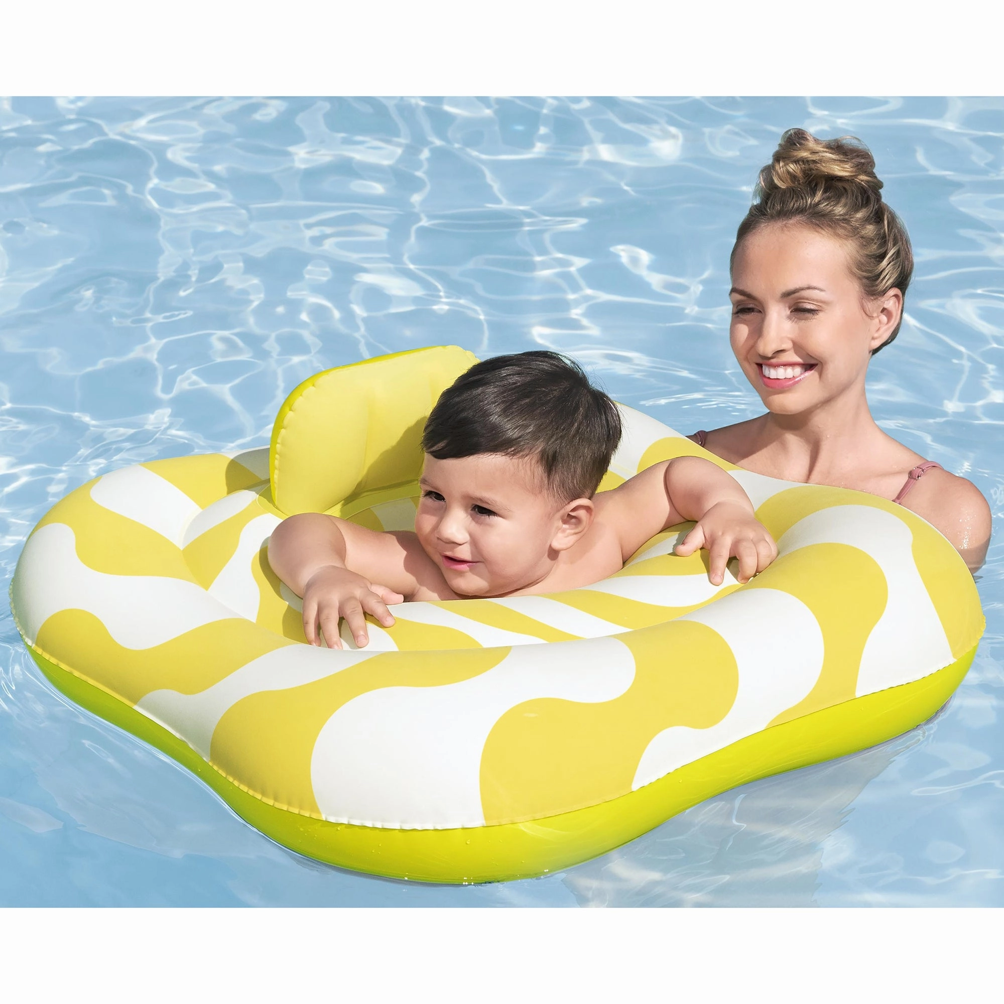 Swim Safe Comfort Plush Baby Float  31" Yellow Inflatable with Diaper-Style Seat