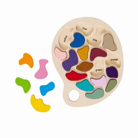 The Freckled Frog Colorful Artist Palette Wooden Puzzle - 19 pc