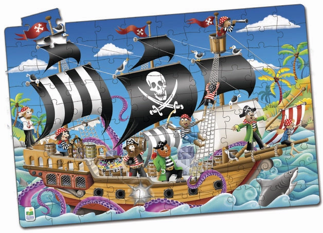 THE LEARNING JOURNEY 100 PIECE GLOW IN THE DARK PIRATE SHIP FLOOR PUZZLE