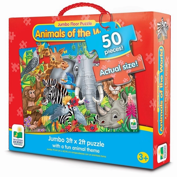 THE LEARNING JOURNEY 50 PIECE ANIMALS OF THE WORLD FLOOR PUZZLE