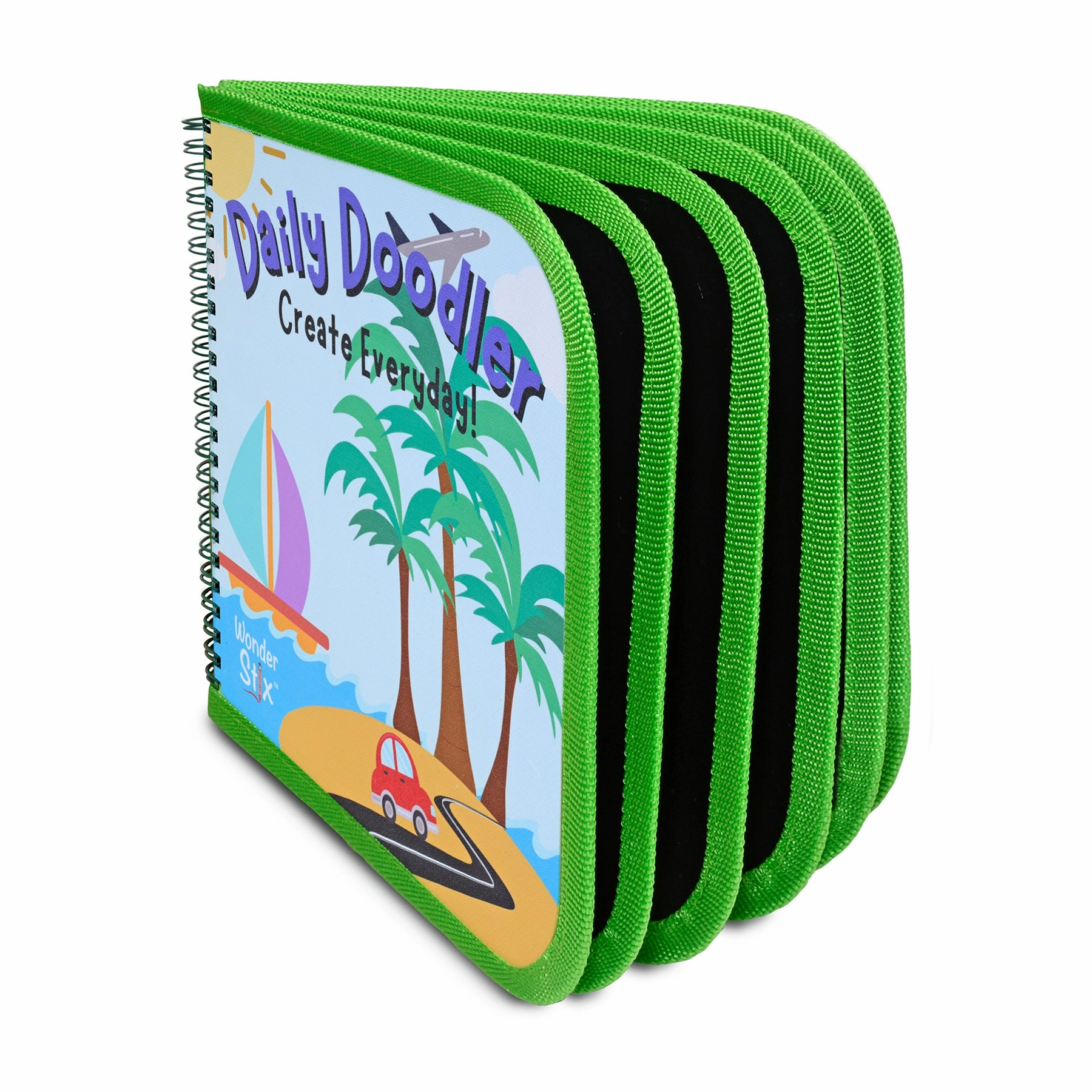 The Pencil Grip Daily Doodler Reusable Activity Book - Travel Cover with 4 Wonder Stix