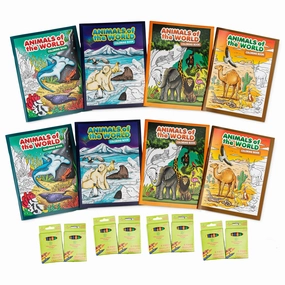 Three Little Twigs Animals of the World Coloring Book Set - 16pc Bundle