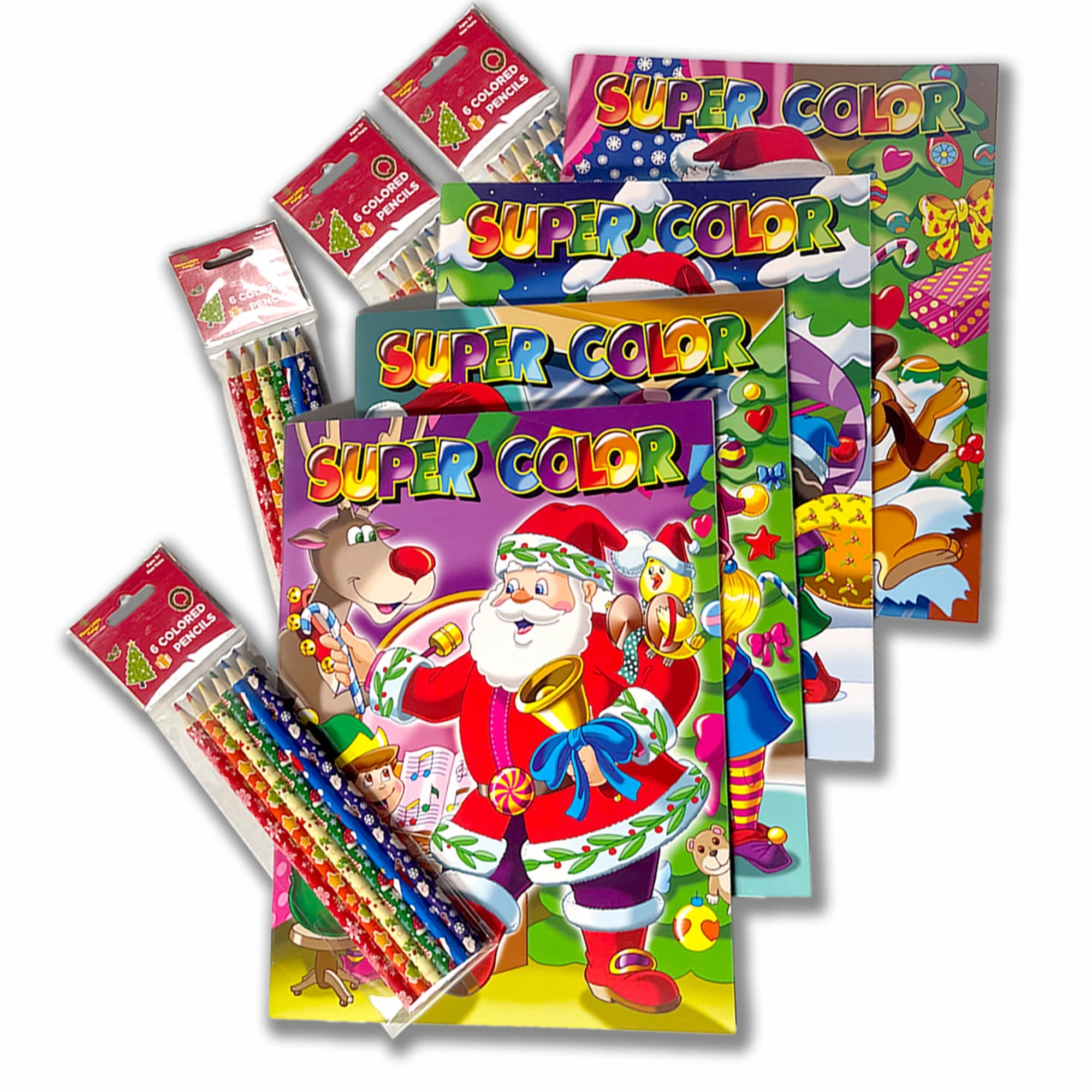 Three Little Twigs Christmas Coloring Set, 8-Piece Bundle, Ages 3 