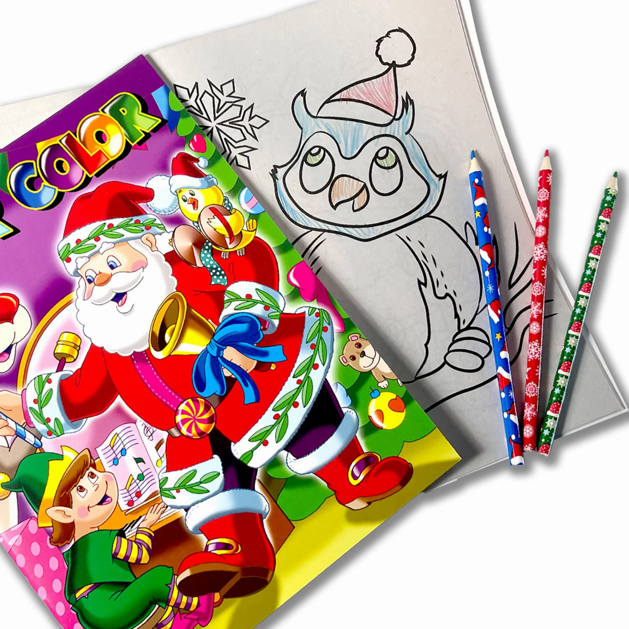 Three Little Twigs Christmas Coloring Set, 8-Piece Bundle, Ages 3 