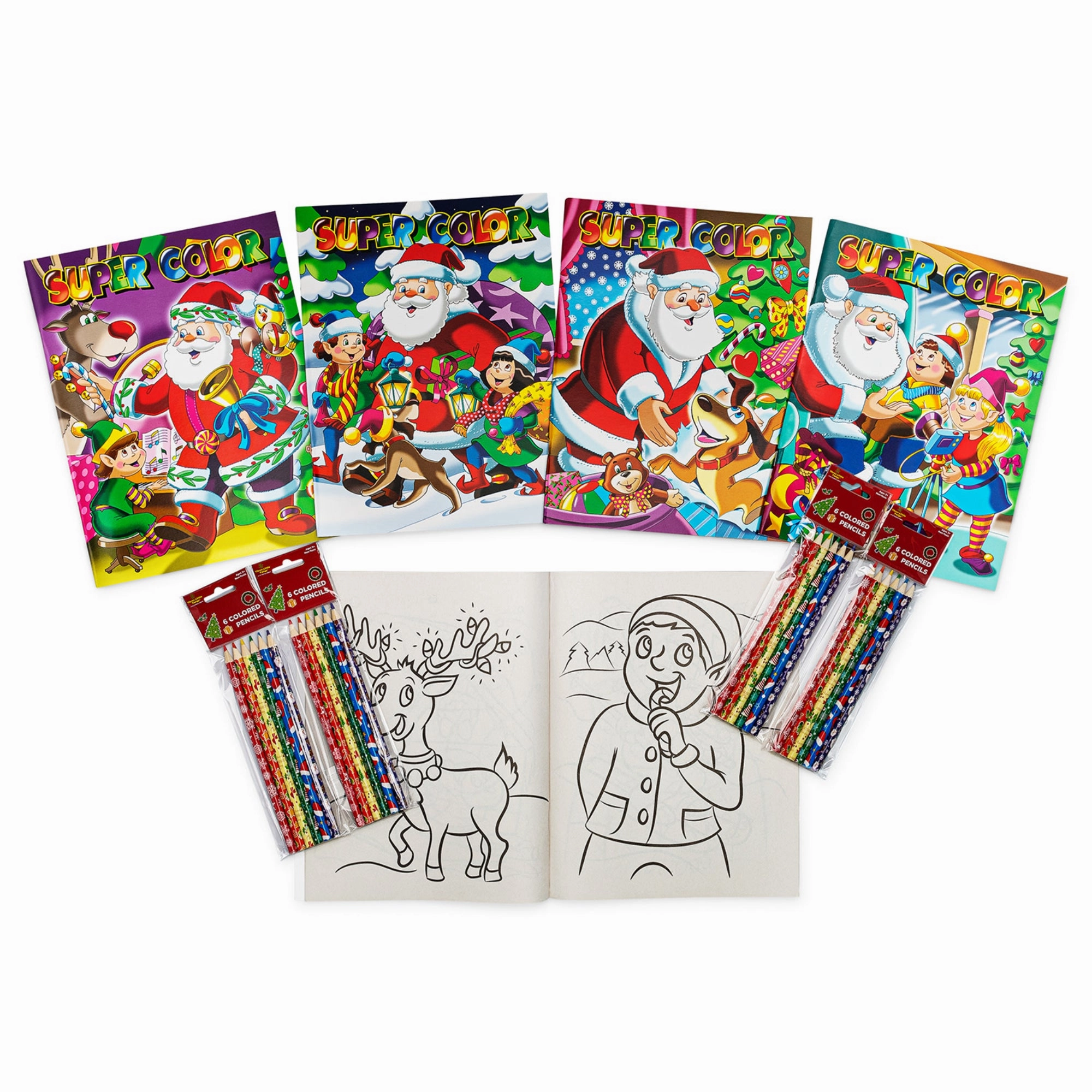 Three Little Twigs Christmas Coloring Set, 8-Piece Bundle, Ages 3 