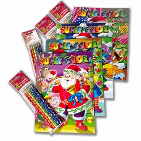 Three Little Twigs Christmas Coloring Set, 8-Piece Bundle, Ages 3 