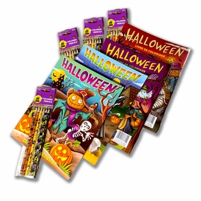 Three Little Twigs: Halloween 8pc Coloring Book & Pencil Bundle, Ages 3 