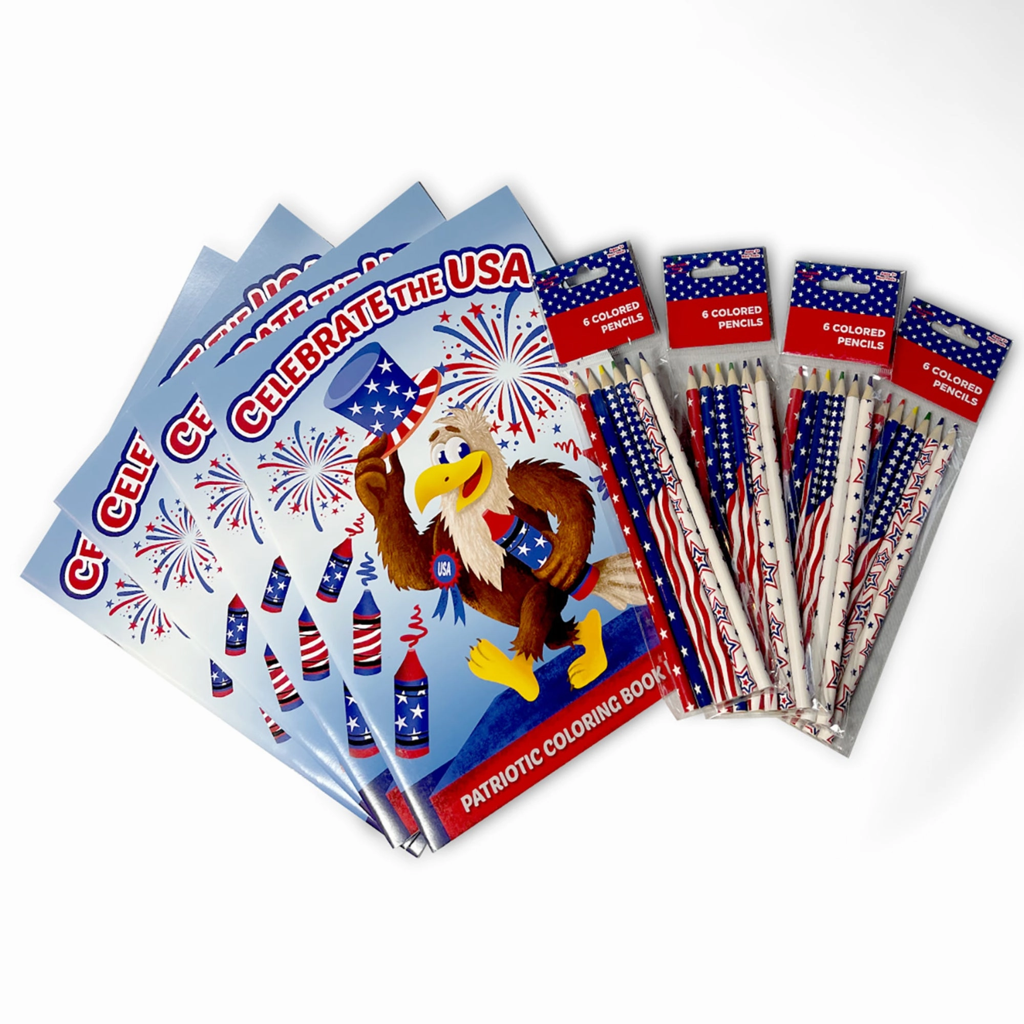 Three Little Twigs Patriotic 8-Piece Coloring Book Bundle for Kids Ages 3 