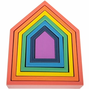 TickiT Rainbow Architect Houses - Colorful Wooden Nesting Play Set of 7