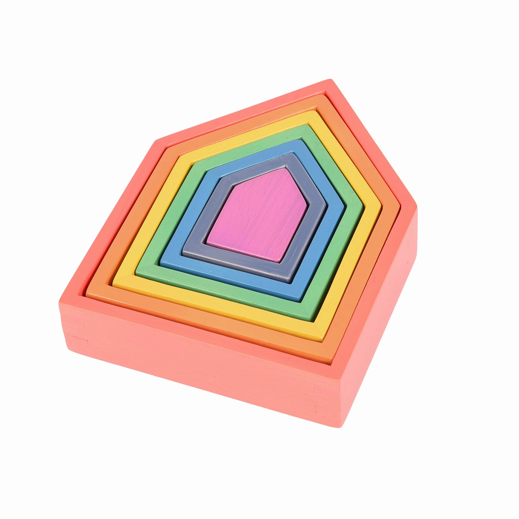 TickiT Rainbow Architect Houses - Colorful Wooden Nesting Play Set of 7
