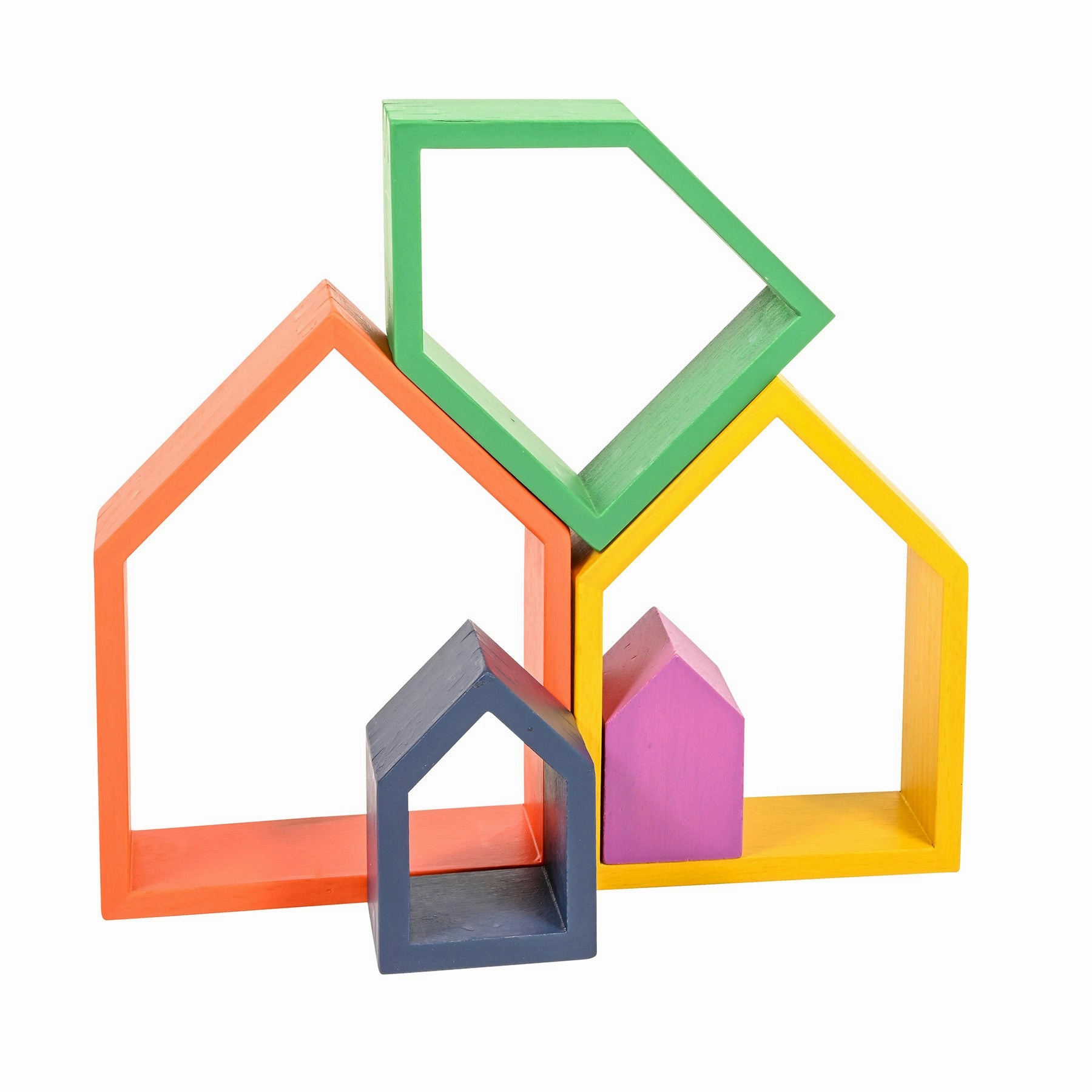 TickiT Rainbow Architect Houses - Colorful Wooden Nesting Play Set of 7