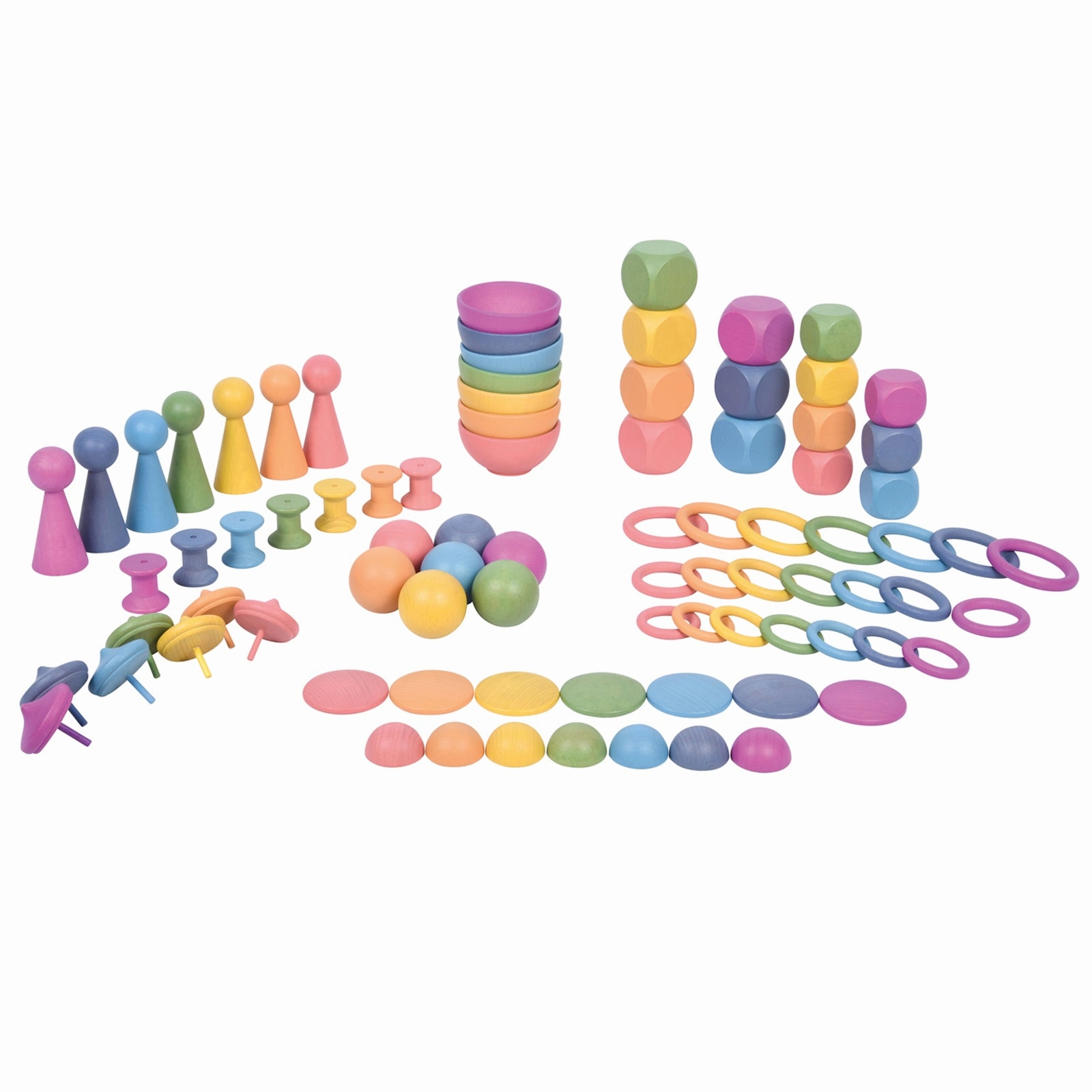 TickiT Rainbow Wooden Super Set  84 Pieces in 7 Colors