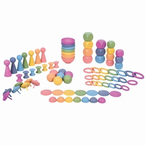 TickiT Rainbow Wooden Super Set  84 Pieces in 7 Colors