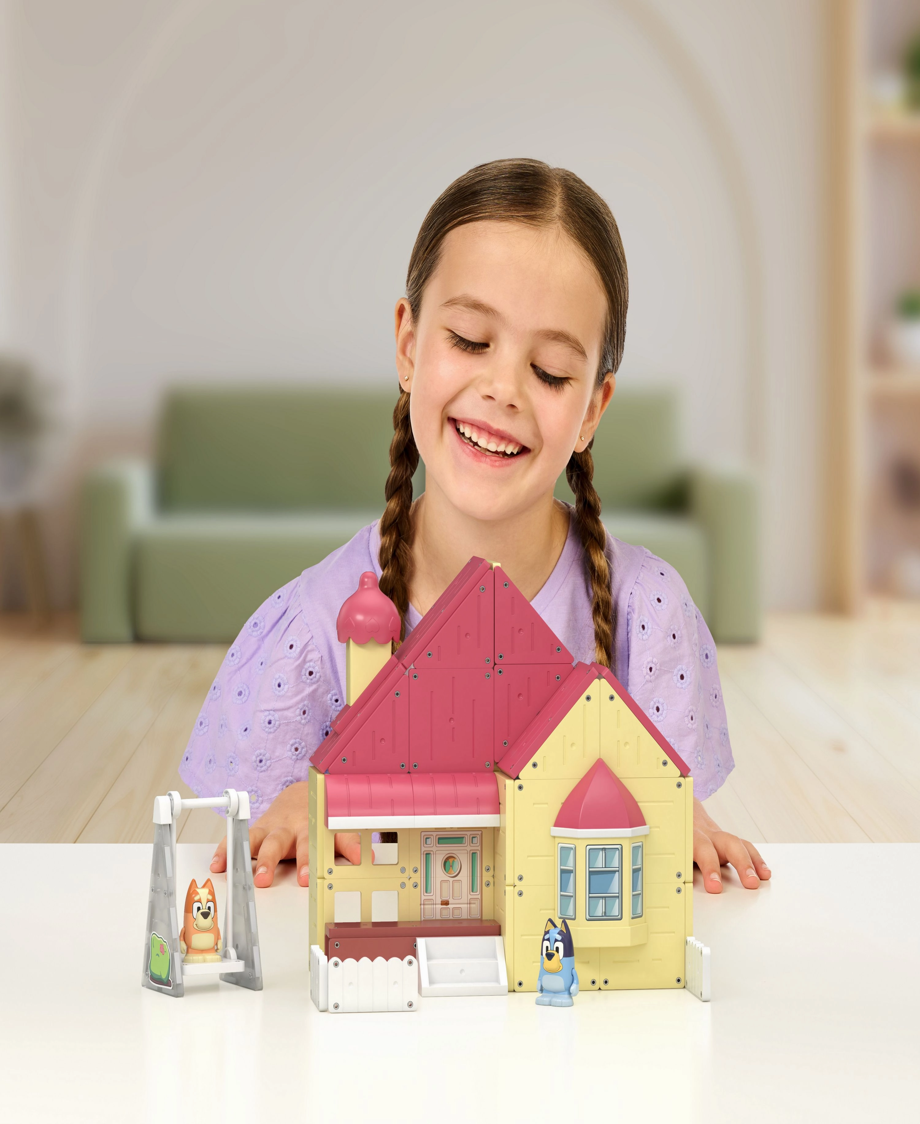 Tile Town Bluey Heeler Home Magnetic Tiles Playset, 46-Piece