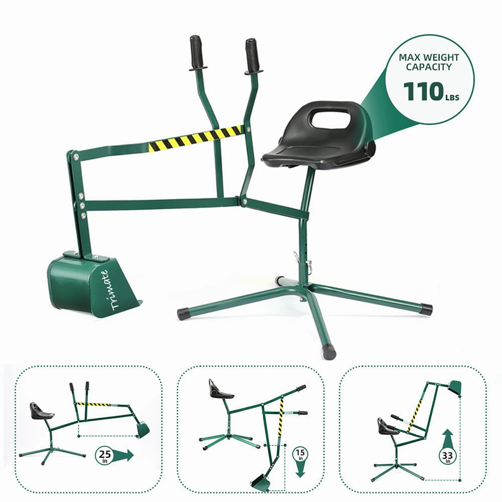 Trimate Sandbox Excavator - Hunter Green - Metal Construction Play Toy