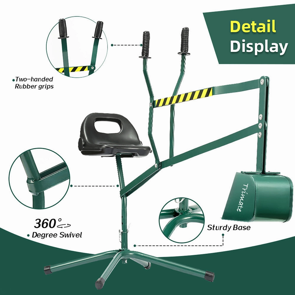 Trimate Sandbox Excavator - Hunter Green - Metal Construction Play Toy