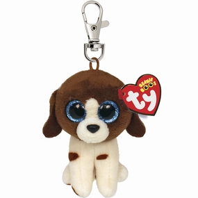 Ty Beanie Boo Clip - Muddles Brown & White Dog