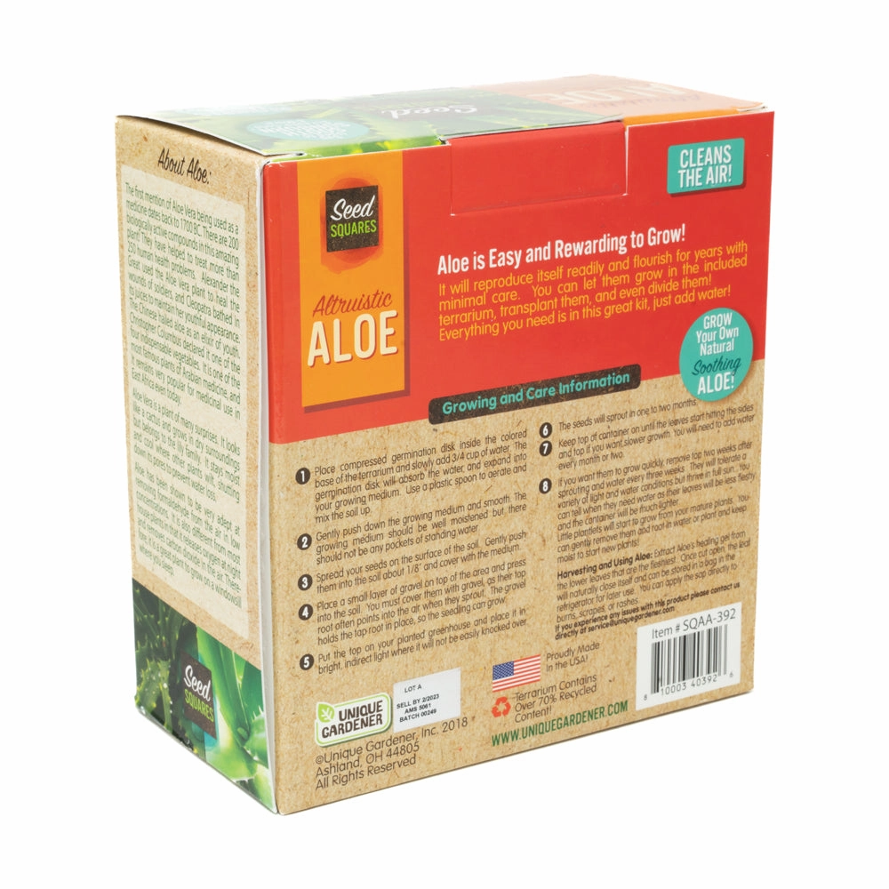 Unique Gardener Altruistic Aloe Seed Square Terrarium Kit