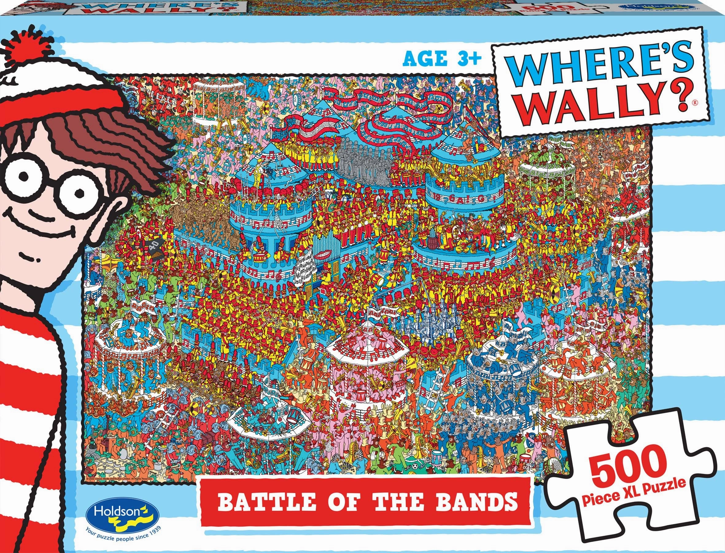 WHERE'S WALLY 500 PIECE XL PUZZLE BATTLE OF THE BANDS