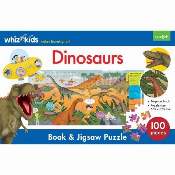 WHIZ KIDS BOOK & JIGSAW PUZZLE DINOSAURS