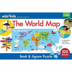 WHIZ KIDS BOOK & JIGSAW PUZZLE THE WORLD MAP